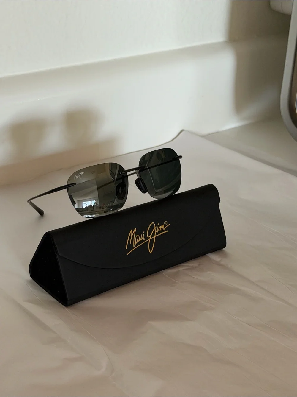 MAUI JIM KOMOHANA MJ446-11M Lightweight Black Rimless Sunglasses UNISEX Pristine